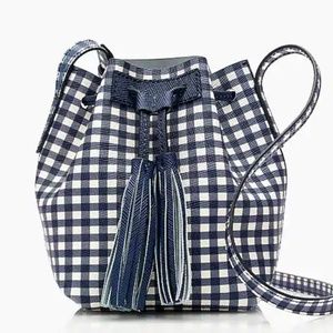 J. Crew Mini Navy/White Gingham Bucket Bag!!!